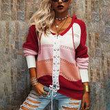 Striped Ladies' Jumper with Lace-Up Closure – Alessia - 4