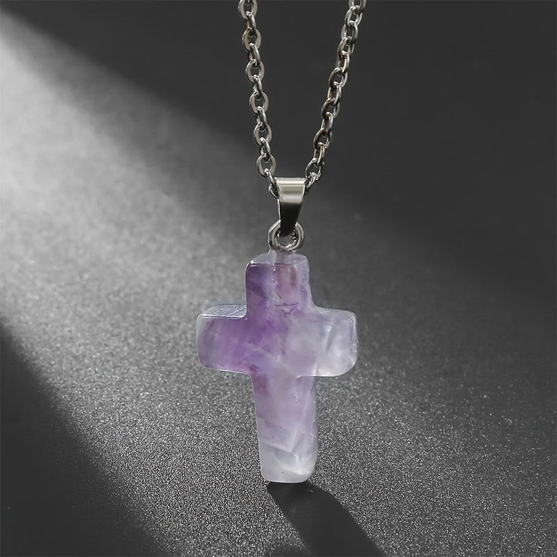 Seraphina Cross Necklace - Amethyst