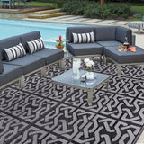 Reversible Outdoor Rug | Black & Grey Modern Patio Mat