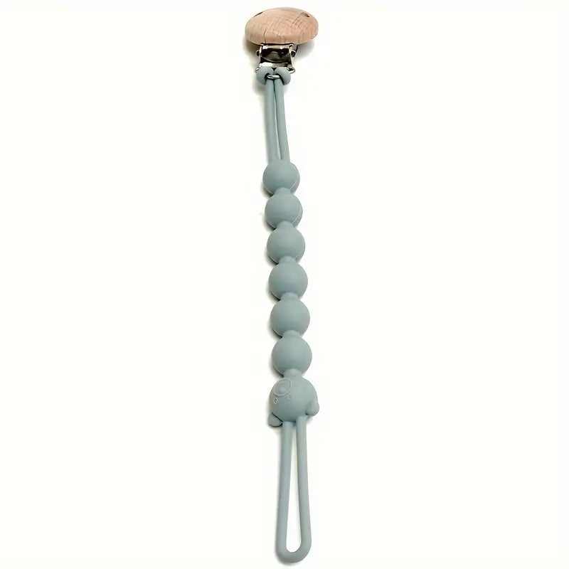 Silicone Pacifier Clip Chain – BPA-Free, Wooden Clip & Bear Design for Babies