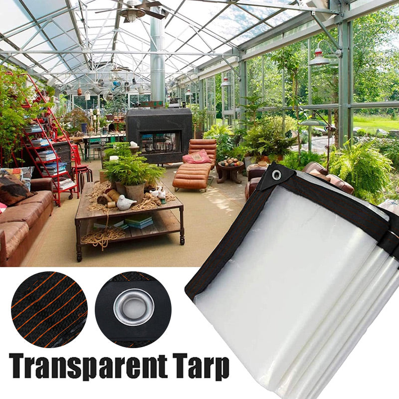 Transparent PE Tarpaulin Cover – 270 lbf Tear Strength, Rust-Free Eyelets & Multiple Sizes