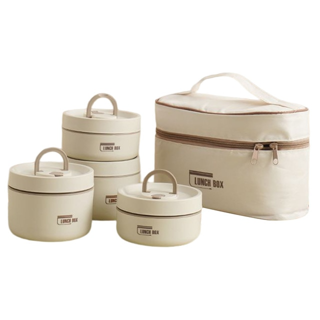 ThermoBox insulated lunchbox - White 2x Small + 2x Large