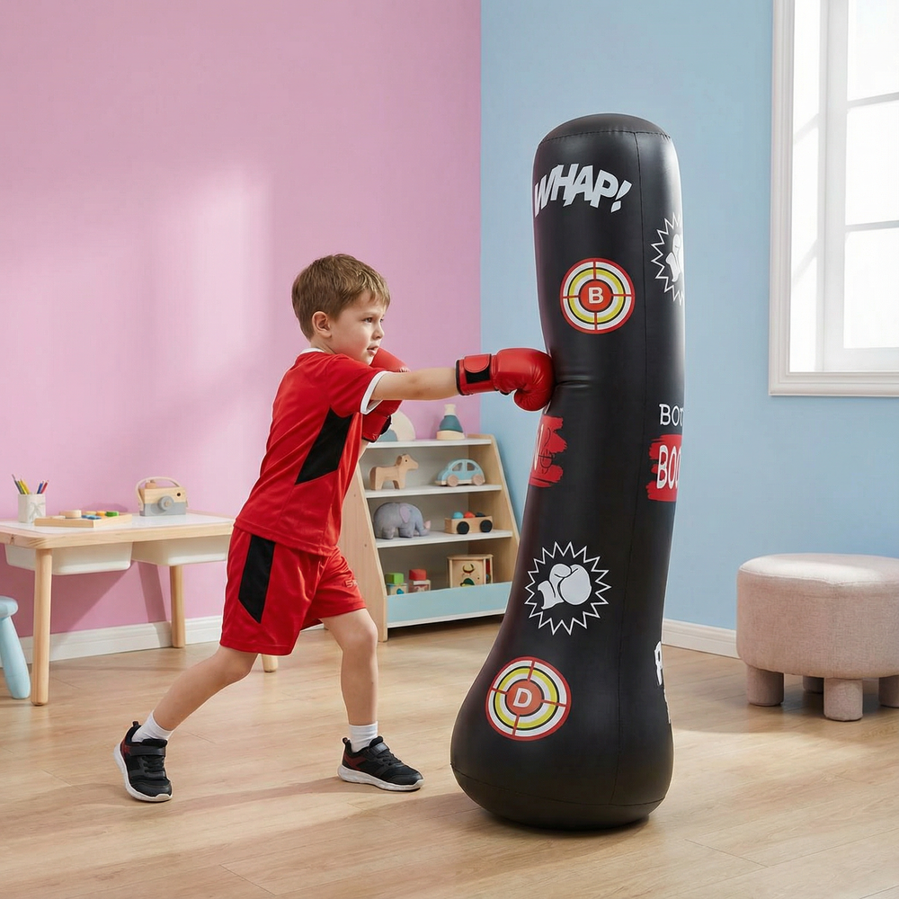 Kids Inflatable Punching Bag – Water Base, Padded Surface & Indoor Outdoor Use