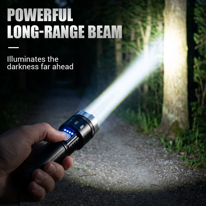 LED Flashlight – Rechargeable USB-C, Zoom Beam up to 600m & IPX4 Waterproof
