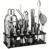 20-Piece Cocktail Bar Set – Stainless Steel Tools, Acrylic Stand & Boston Shaker