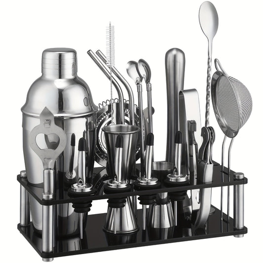 20-Piece Cocktail Bar Set – Stainless Steel Tools, Acrylic Stand & Boston Shaker