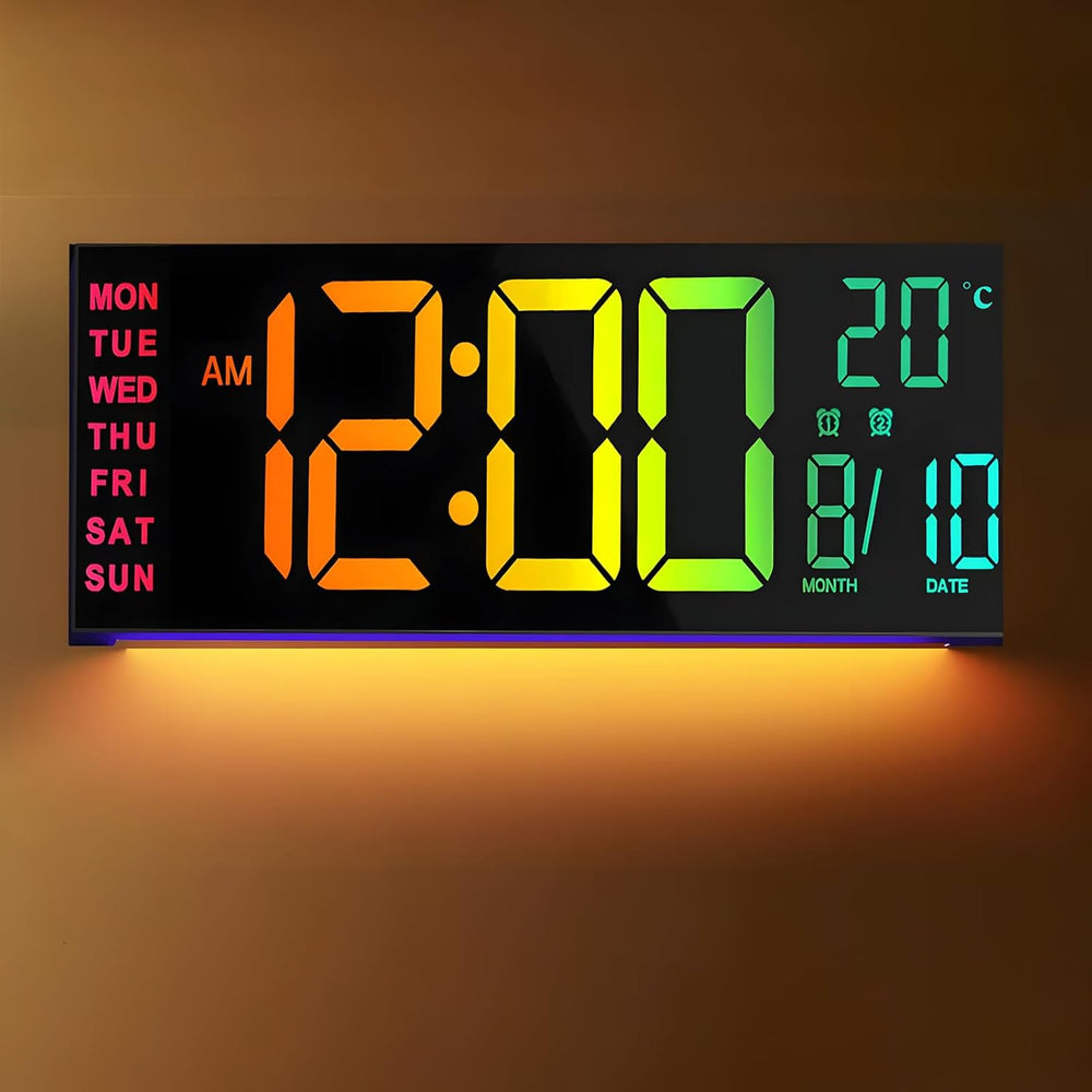 16-Inch RGB Digital Wall & Desk Alarm Clock with Remote - Lumeris