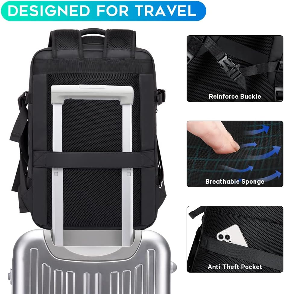 Expandable 26-45L Waterproof Travel Backpack with Laptop Sleeve & Versatile Duffle Carry - Perfect for Hiking, Camping, and Daily Use