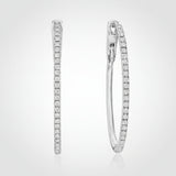 Earrings Mothers Day Gift Diamond Oval Hoop Sterling Silver
