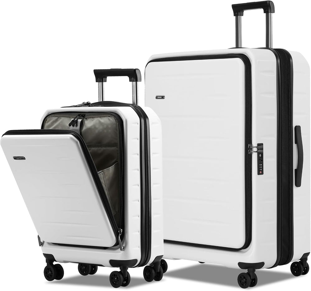 Expandable Hard Shell Carry-On Luggage with Front Pocket & TSA-Approved Lock - Lightweight Travel Suitcase