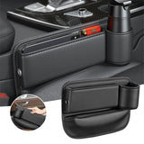 Car Seat Gap Organizer – PU Leather, Cup & Phone Holder, 2-Pack
