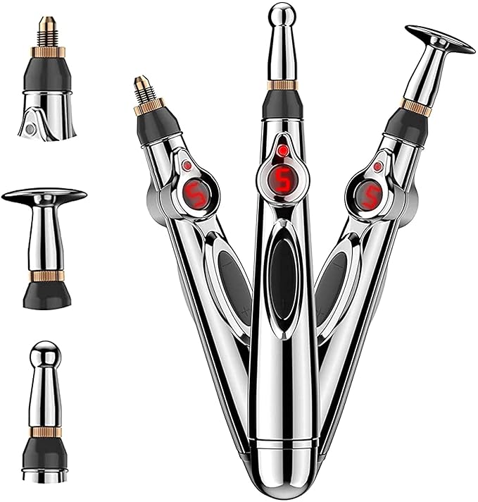 Optimized Product Title: **Elektrischer Akupressur-Stift mit 3 Aufsätzen – 9 Intensitätsstufen, schmerzfrei ohne Nadeln für effektive Schmerztherapie**