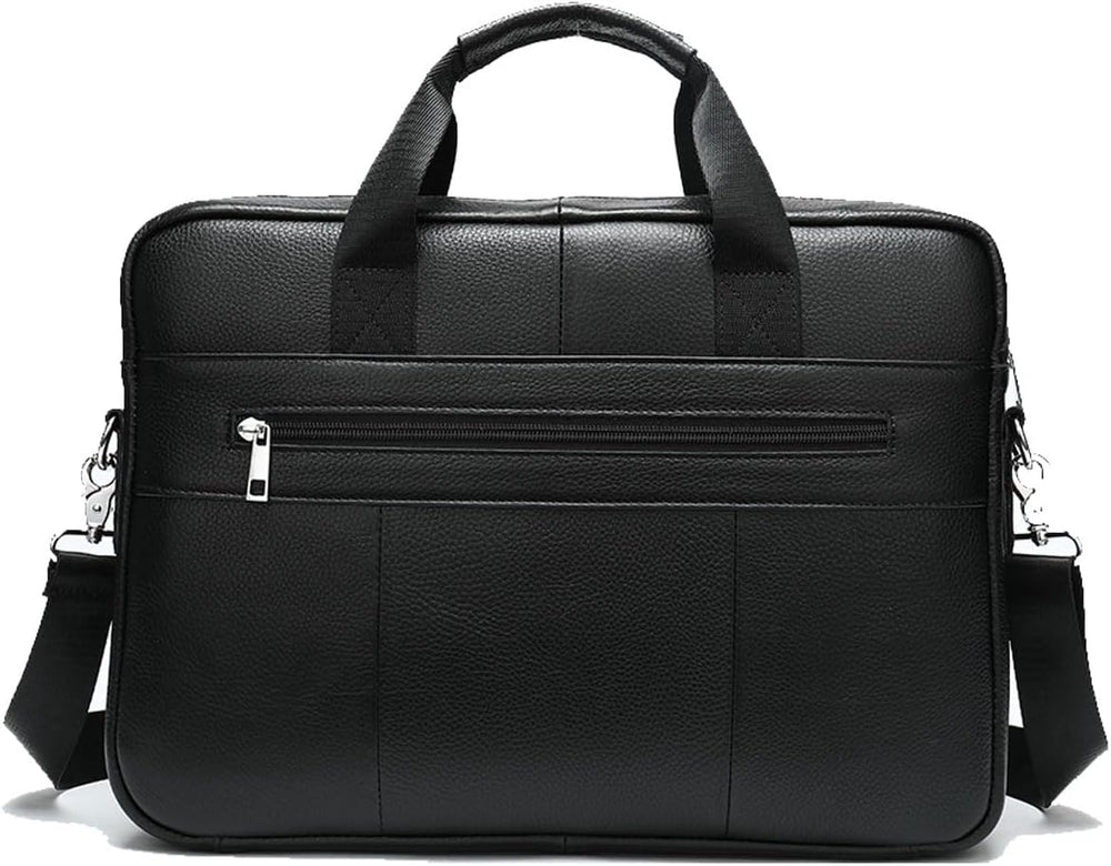 Premium 15” Cowhide Leather Business Briefcase with Organizer Compartments - Stylish & Durable Professional Bag