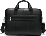 Premium 15” Cowhide Leather Business Briefcase with Organizer Compartments - Stylish & Durable Professional Bag