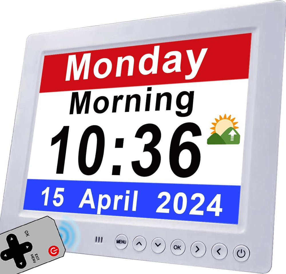 11.5-Inch Digital Calendar Day Clock with 19 Reminders - Claryon