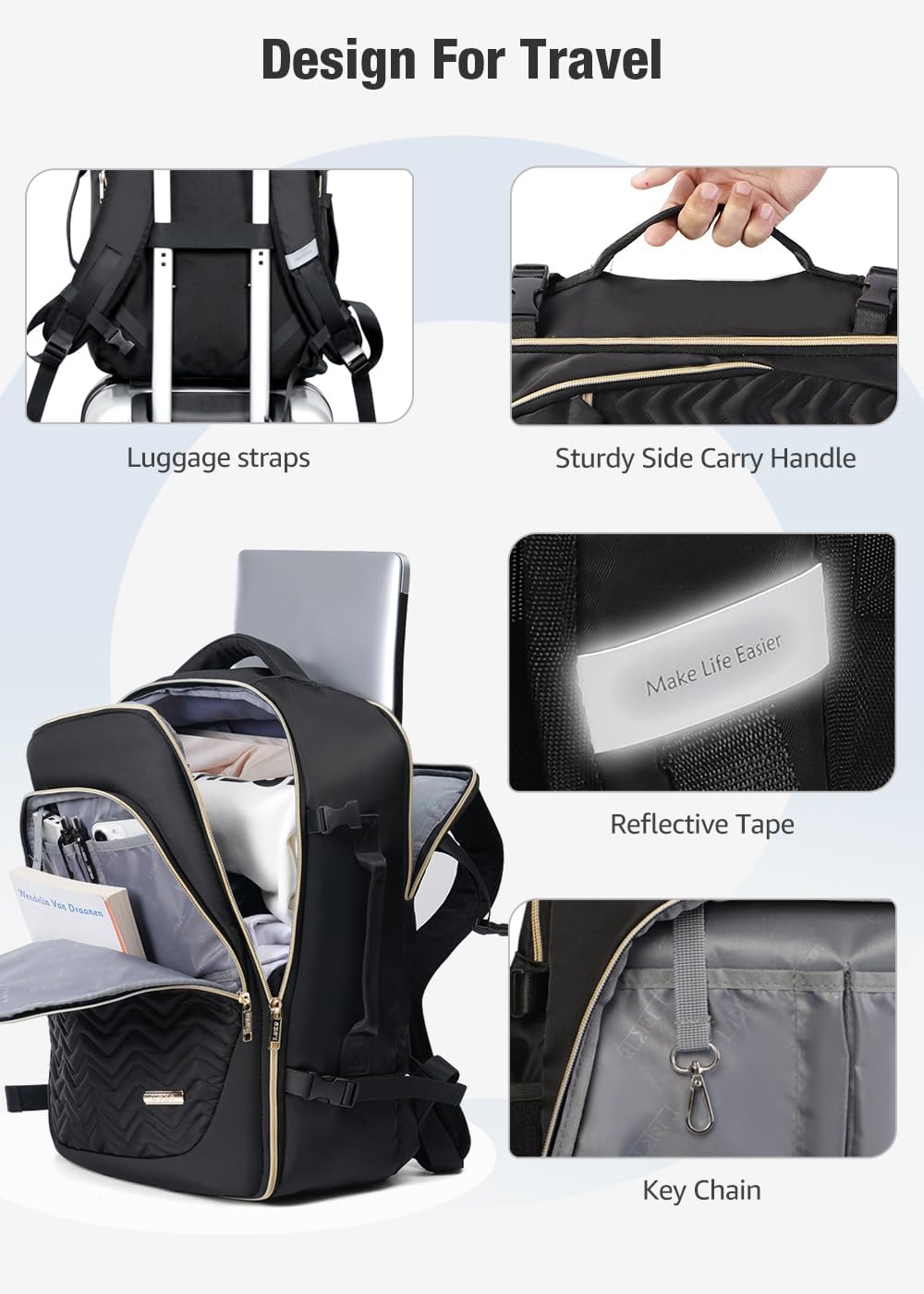 40L Airline-Approved Travel Backpack with 6 Packing Cubes & Dedicated Laptop Compartment - Perfect for Travel & Commuting