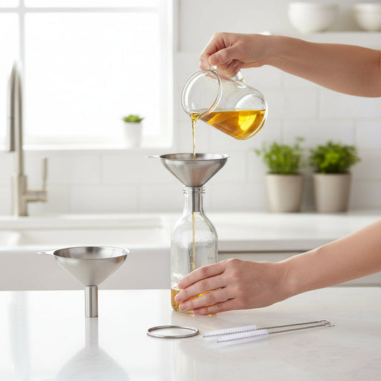 Stainless Steel Funnel Set – 3 Sizes, Kitchen Bottles & Spice Filling