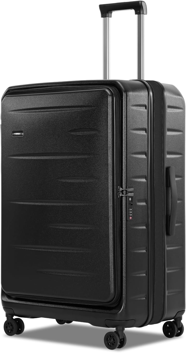 Expandable Hard Shell Carry-On Luggage with Front Pocket & TSA-Approved Lock - Lightweight Travel Suitcase