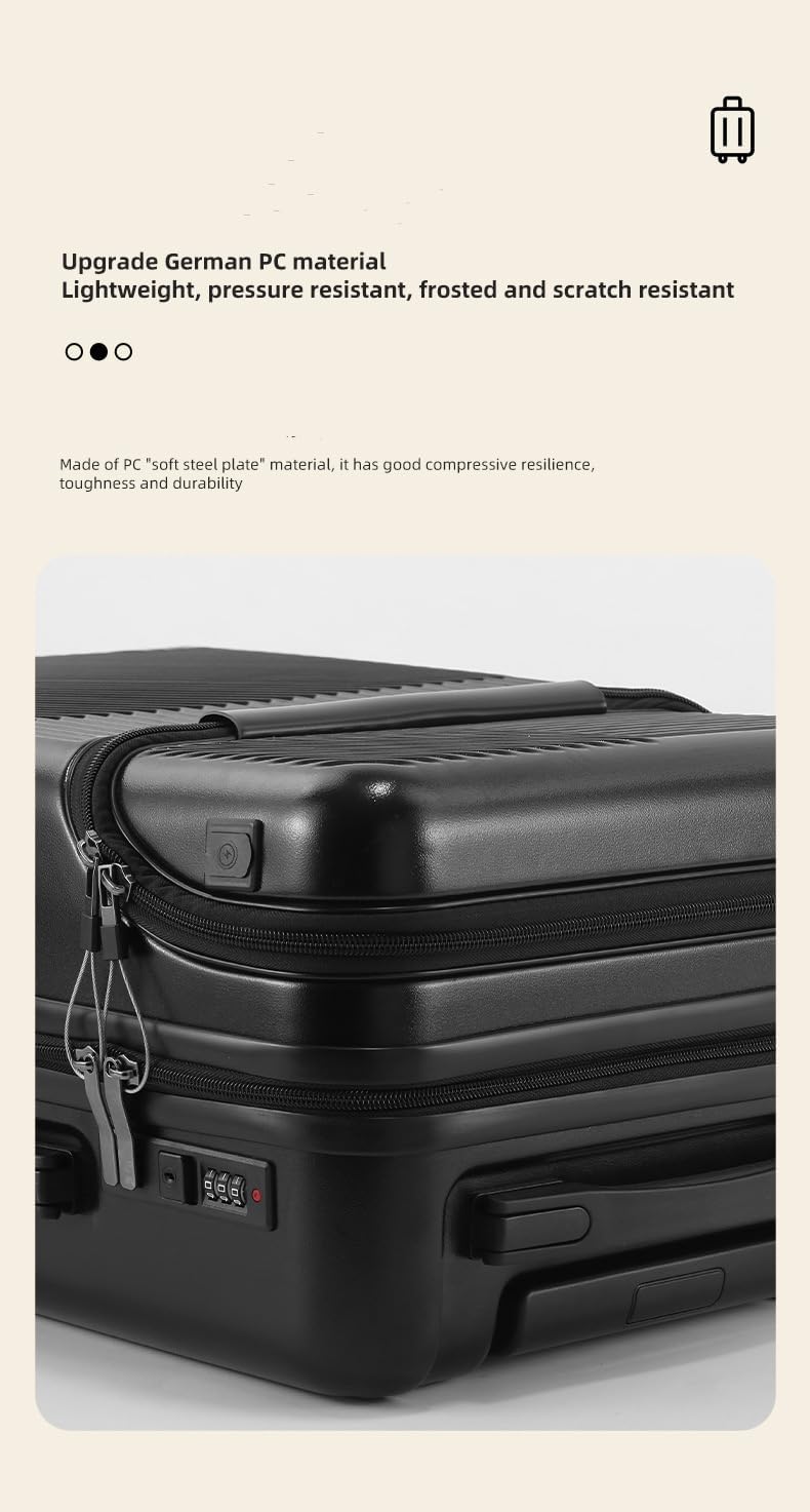 Premium Hard Shell Carry-On Luggage with Cup Holder, USB Charging Port & TSA-Approved Lock - Travel in Style!
