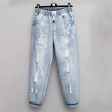 Fall Edition Ripped High-Waisted Oversized Jeans for Women - Trendy Casual Style