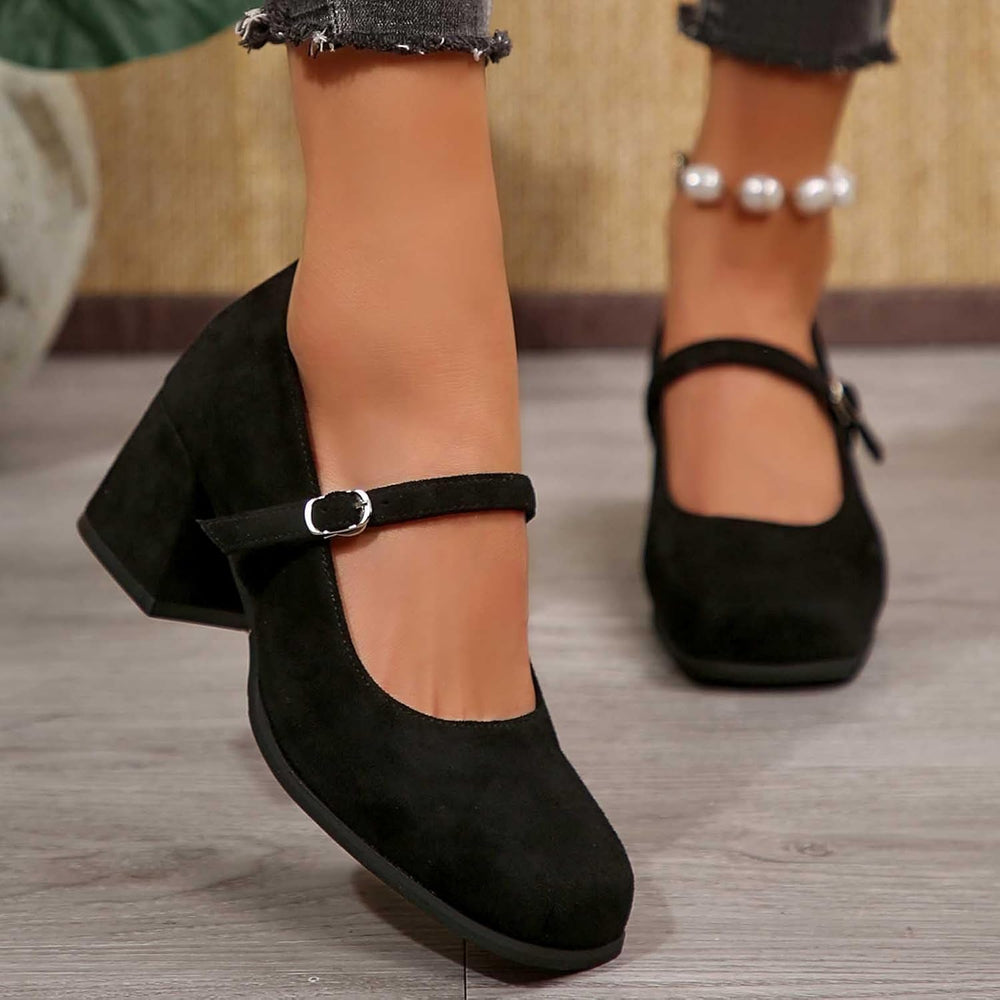 Lena – Suede Buckle Pumps