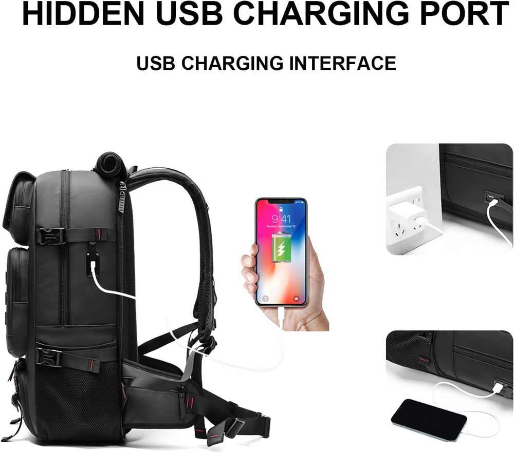 50L Waterproof Travel Backpack with Shoe Compartment, USB Charging Port & Ergonomic Design - Ideal for Hiking, Camping, and Daily Use