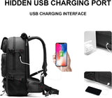 50L Waterproof Travel Backpack with Shoe Compartment & USB Port