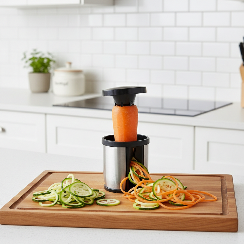 Optimized Product Title: **Edelstahl Gemüse-Spiralschneider – Perfekte Spiralen & Nudeln für Gesunde Gerichte – Küchenhelfer für Zucchini, Karotten & mehr** 

This title includes relevant keywords, highlights the benefits, and specifies the types of veget