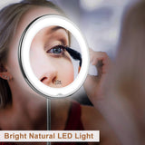LED Makeup Mirror – 10x Magnification, Flexible Gooseneck & Suction Cup