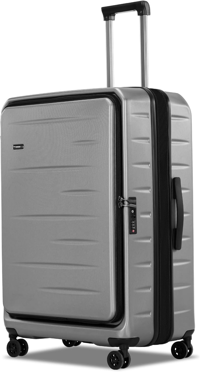 Expandable Hard Shell Carry-On Luggage with Front Pocket & TSA-Approved Lock - Lightweight Travel Suitcase