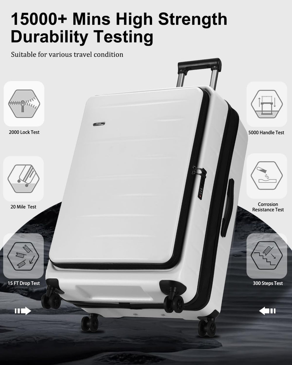 Expandable Hard Shell Carry-On Luggage with Front Pocket & TSA-Approved Lock - Lightweight Travel Suitcase