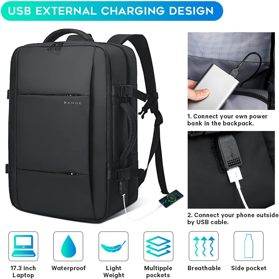 Expandable 26-45L Waterproof Travel Backpack with Laptop Sleeve & Versatile Duffle Carry - Perfect for Hiking, Camping, and Daily Use