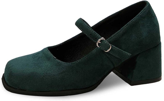 Women's Suede Buckle Pumps