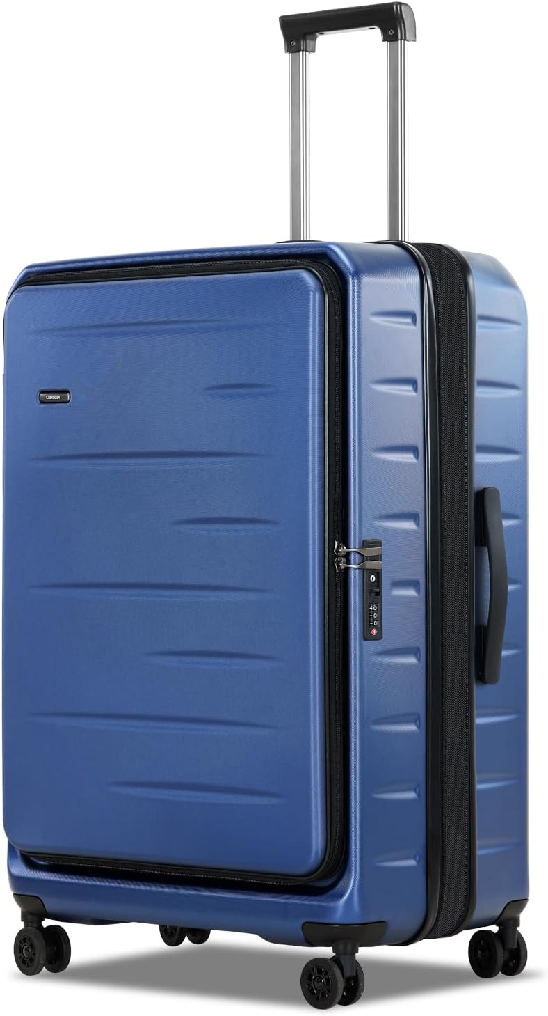 Expandable Hard Shell Carry-On Luggage with Front Pocket & TSA-Approved Lock - Lightweight Travel Suitcase