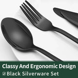 24-Piece Black Cutlery Set – Complete Dining Set for 4 People – Elegant Stainless Steel Flatware