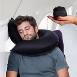Inflatable Travel Neck Pillow – Adjustable Air Pressure, Ergonomic Support & Carrying Bag
