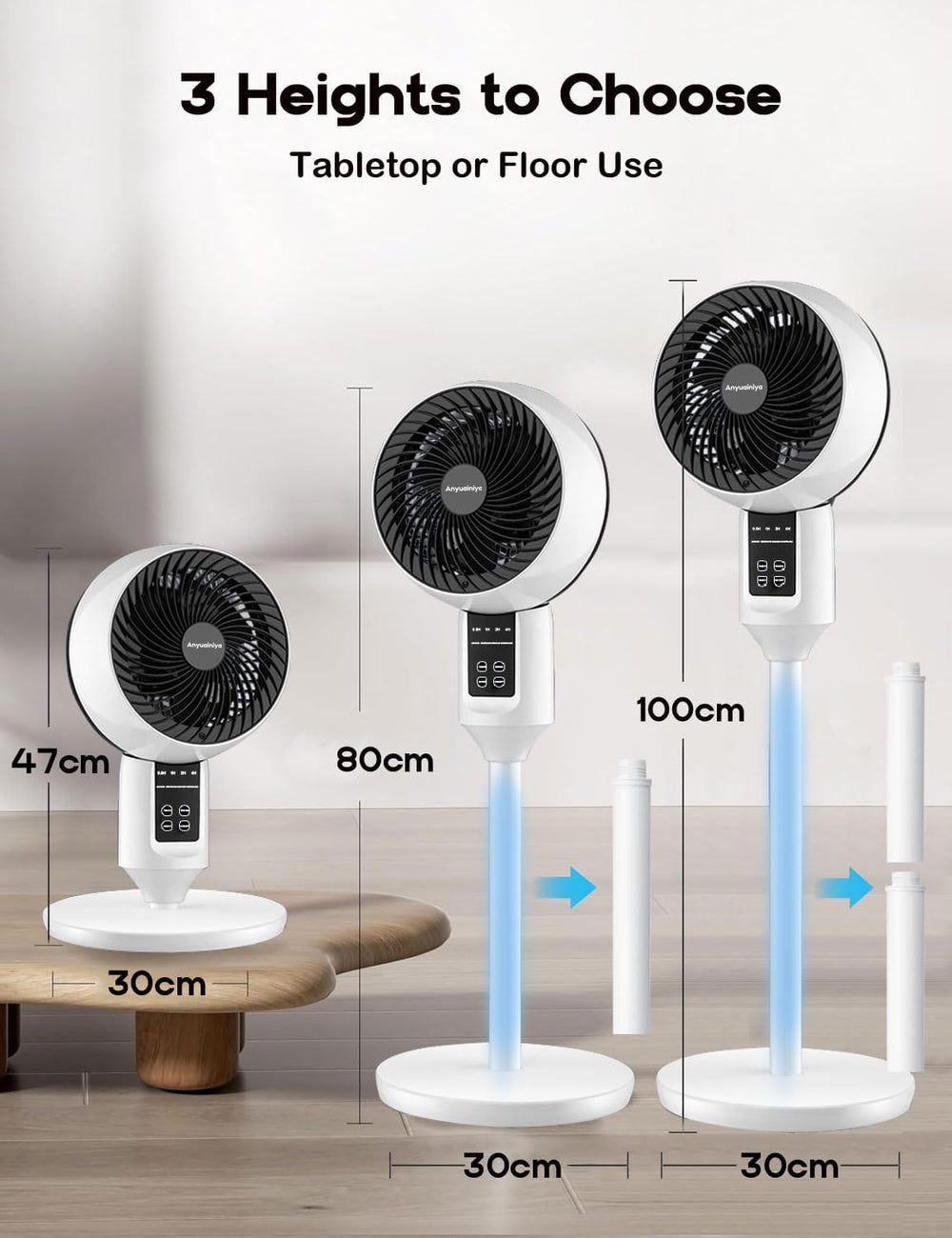 Aerion Adjustable Pedestal Fan with 3D Oscillation