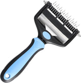 Double-Sided Pet Dematting Brush – Stainless Steel Teeth, Dogs & Cats, Non-Slip Grip