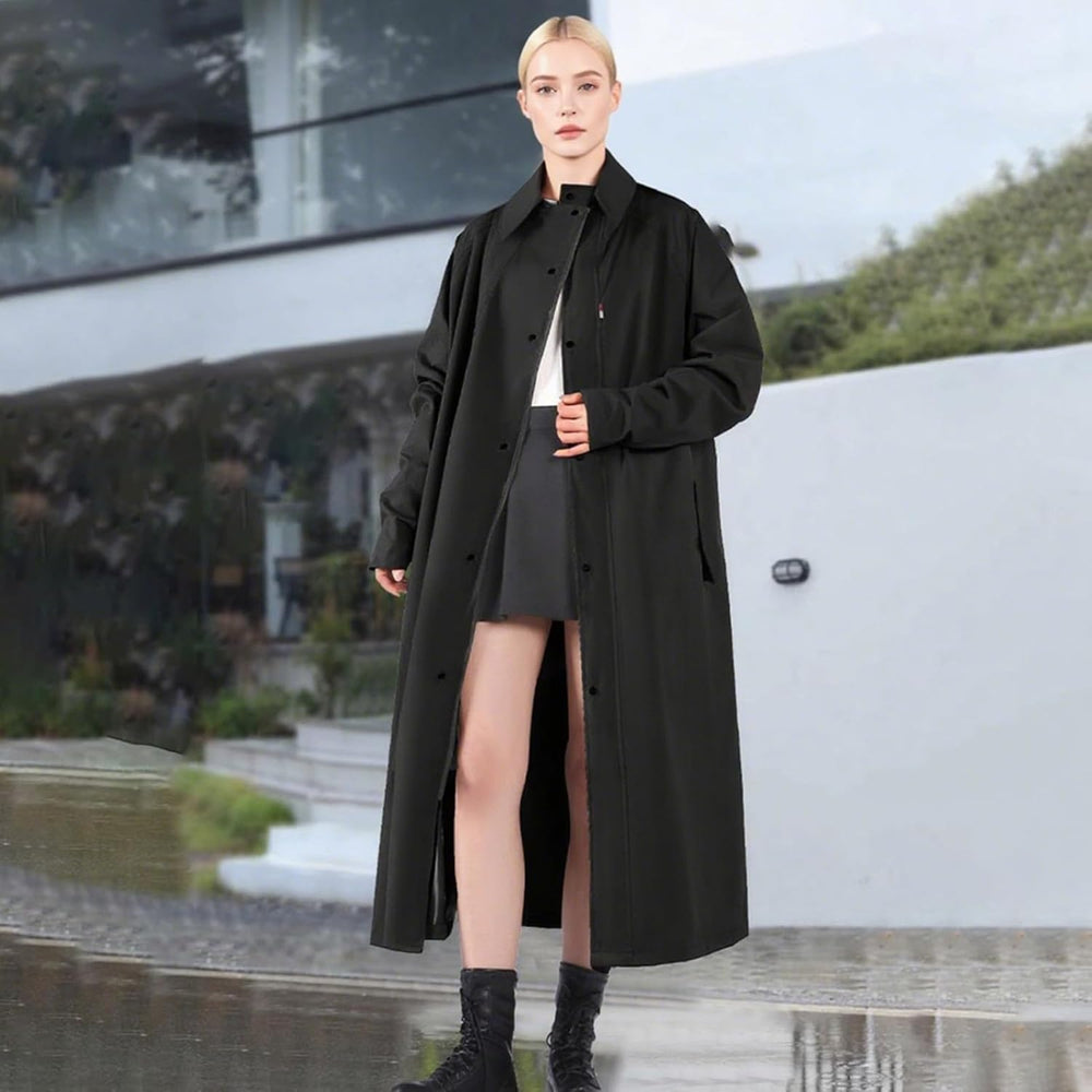 Veridra Long Waterproof Raincoat for Women - Stylish & Durable Weather Protection