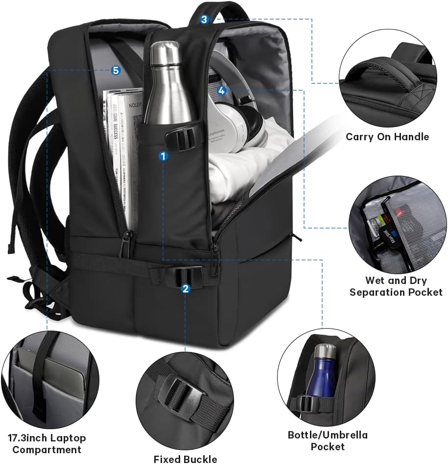 Expandable 26-45L Waterproof Travel Backpack with Laptop Sleeve & Versatile Duffle Carry - Perfect for Hiking, Camping, and Daily Use