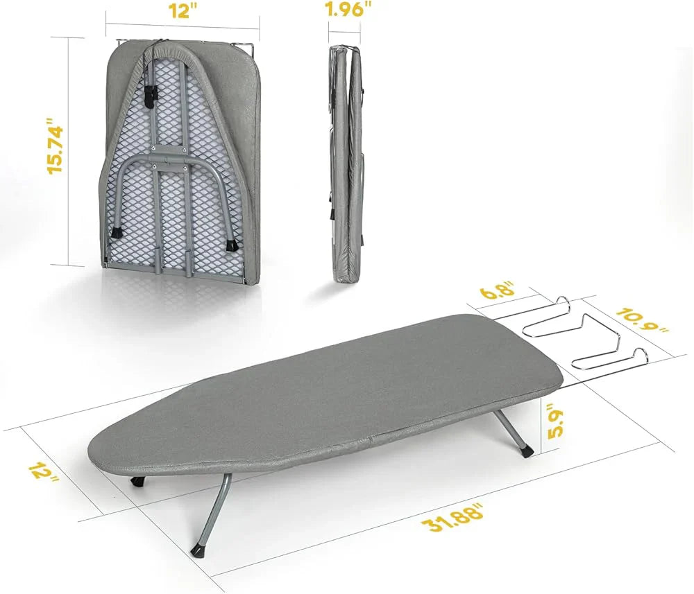 Portable Tabletop Ironing Board – Foldable 81×30.5cm, Iron Rest & Padded Feet