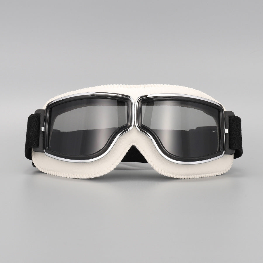 Vintage Motorcycle Goggles – Polycarbonate Lens, Fits Over Glasses & Adjustable Strap