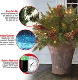 Realistic Pre-Lit Artificial Christmas Tree Urn Filler - Perfect Holiday Decoration