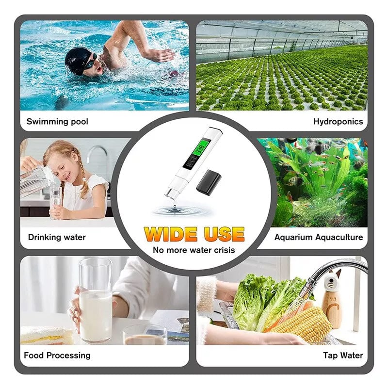 4-in-1 Digital Water Tester – TDS, EC & Temperature, Titanium Probe