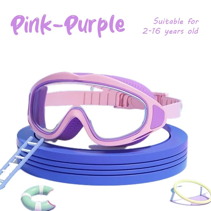 Kids Swim Goggles – Large Frame, 180° View, UV Protection, Anti-Fog, Ages 6–14