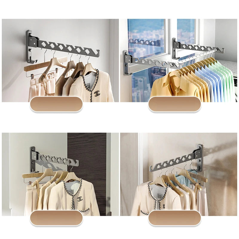 Folding Wall-Mounted Drying Rack – Aluminum, 180° Swivel & Space-Saving