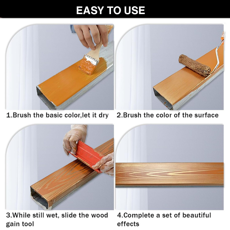 Wood Grain Painting Roller Set – 2-Piece Rubber, Fine & Coarse Grain Tools