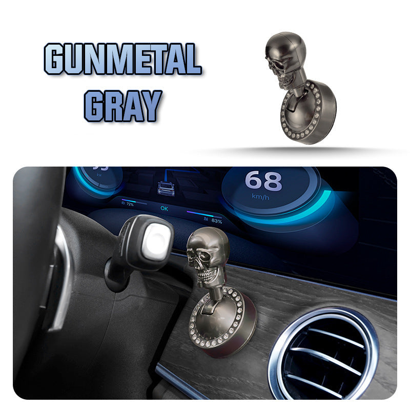 Skull Start Button Cover – Aluminum Alloy, Rhinestone Detail & Adhesive Mount