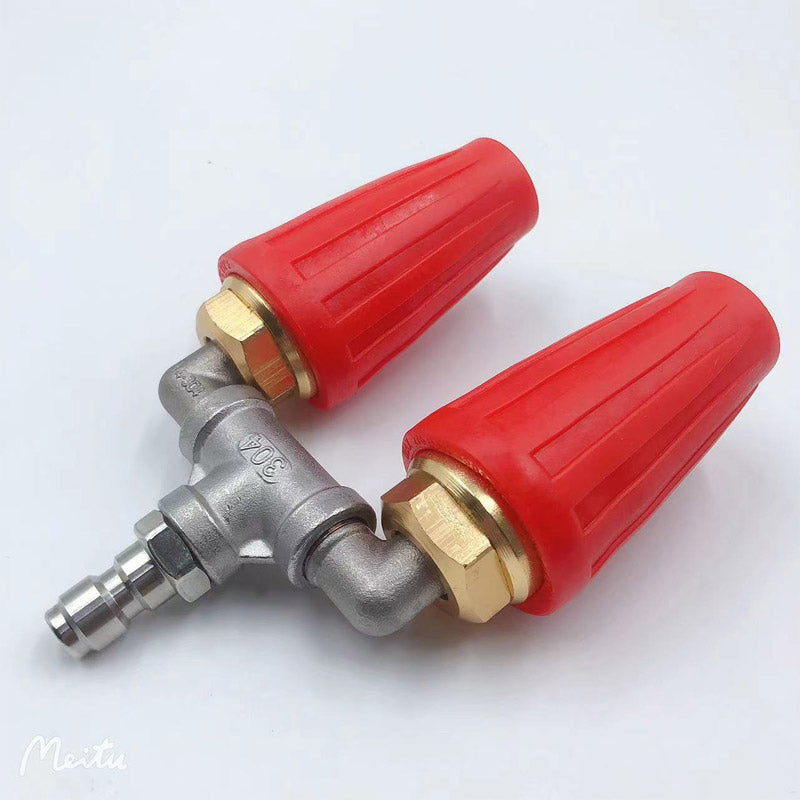 High-Pressure Dual Nozzle – Stainless Steel, 0.25" Quick-Connect & Rotating Turbo