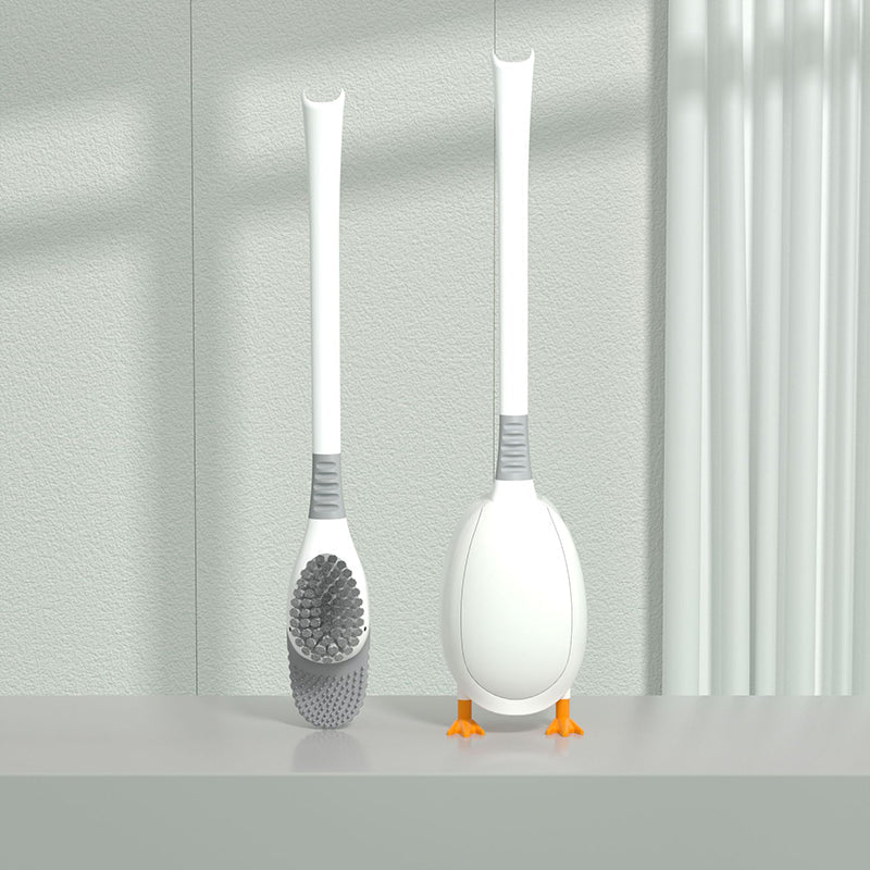 Toilet Brush with Holder – 360° Soft TPR Head, Long Handle & Wall-Mountable Base